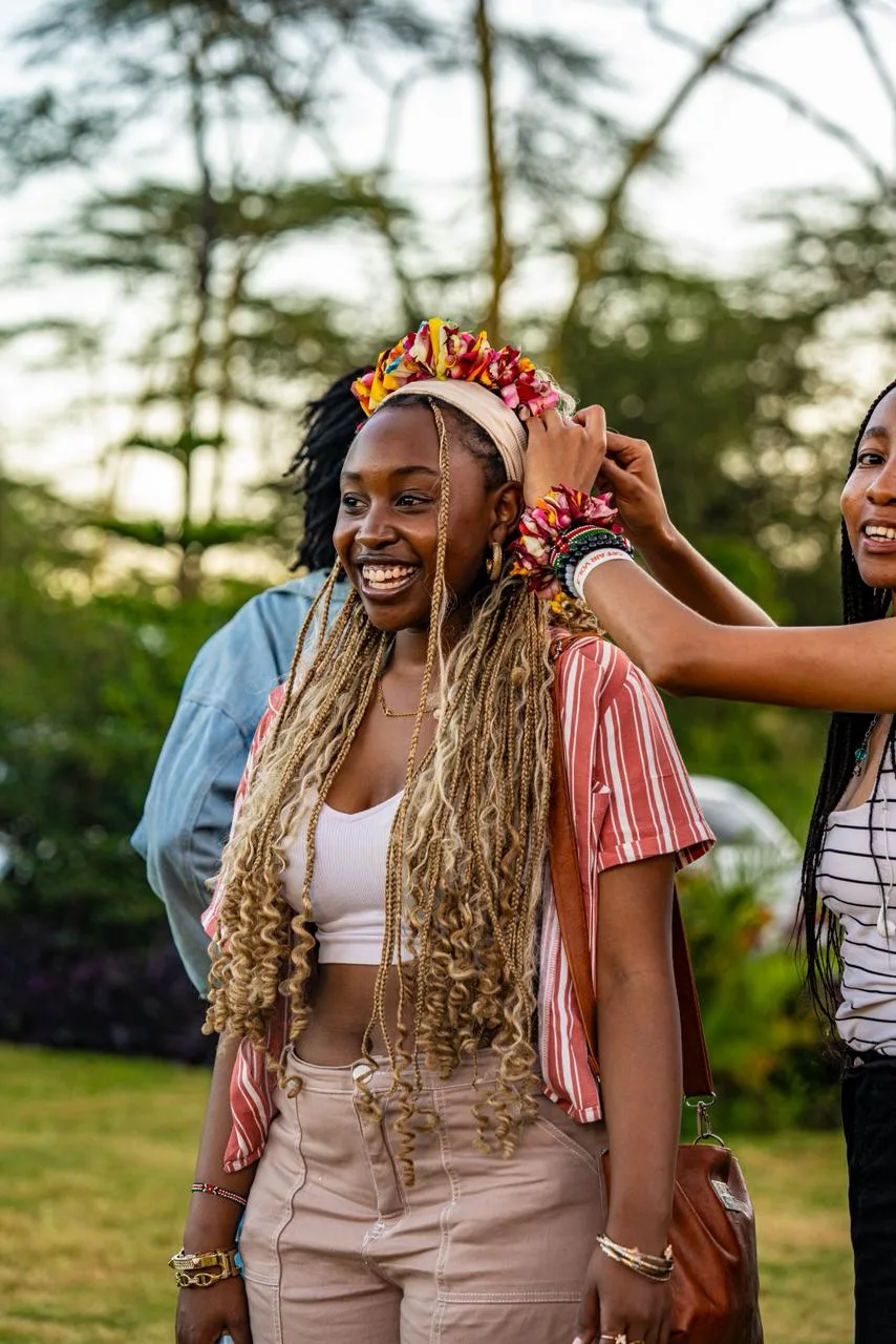 Guests at The Alternative wearing Florence flower crowns